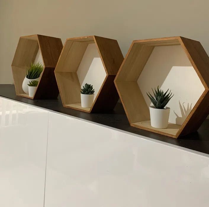 komplet półek / półka plaster miodu / półka heksagon