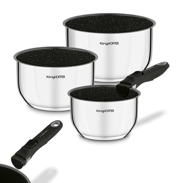 Zestaw Garnków 3szt Z Odpinaną Rączką Garnki SKLEP TOMUŚ PROMOCJA