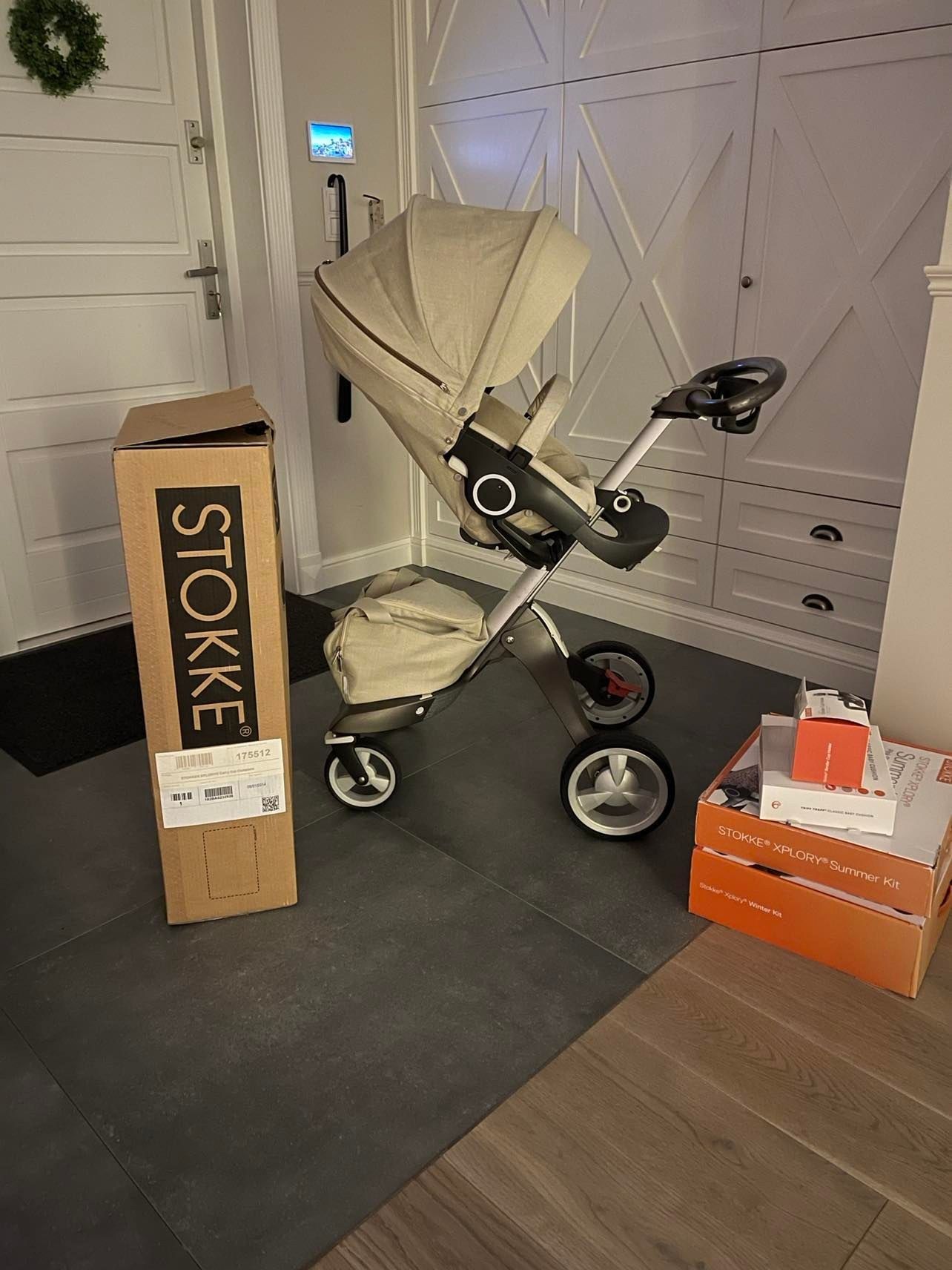 Stokke Xplory V5 wózek komplet Beinge dodatki melange