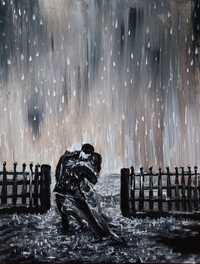 taneczny pocałunek w deszczu