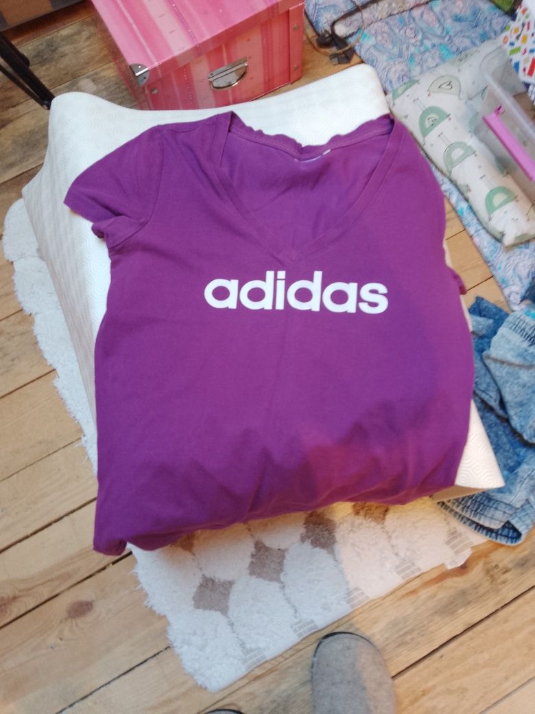 Oryginalny t shert Adidas fioletowy rozm 40