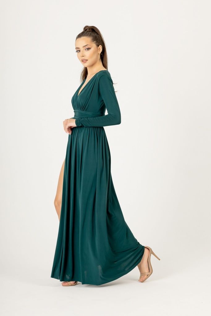 Sukienka długa/ maxi elegancka z długim rękawem