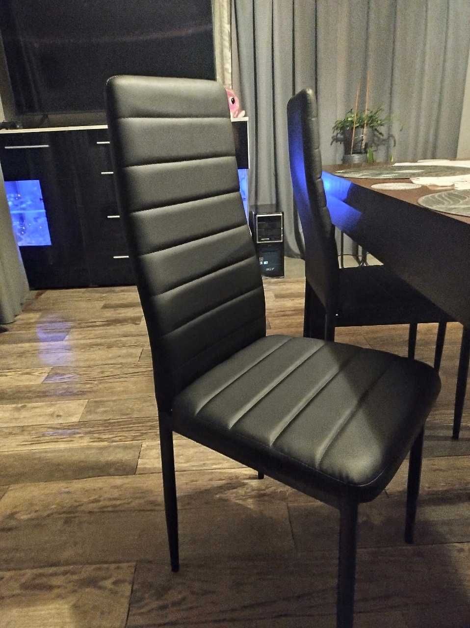 NOWE Krzesła Czarne Do Jadalni Salonu Kuchni Tapicerowane Fotel Okazja