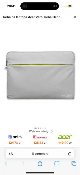 Nowe Etui Acer Vero Torba Ochronna Szare