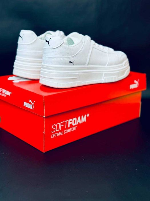 Женские осенние кроссовки puma белые натуральная кожа непромокаемые