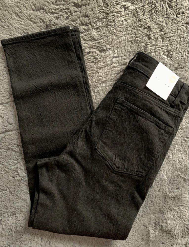Czarne damskie spodnie jeansy H&M 40 L wysoki stan szerokie nogawki