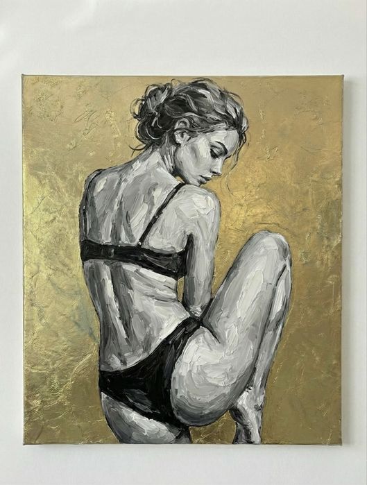 Kobieta akt złoty obraz