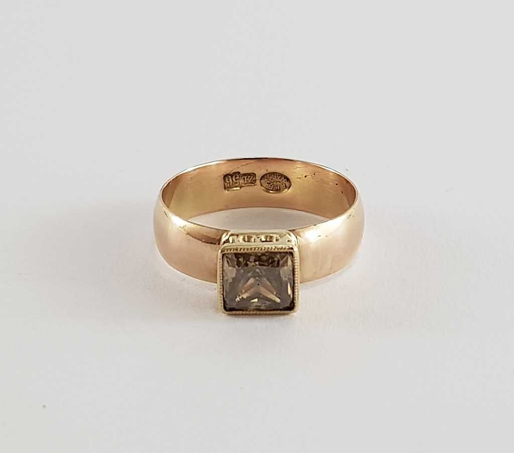 Pierścionek z brylantem 1,52 ct Waszawa zabór rosyjski z ok. 1900 r.
