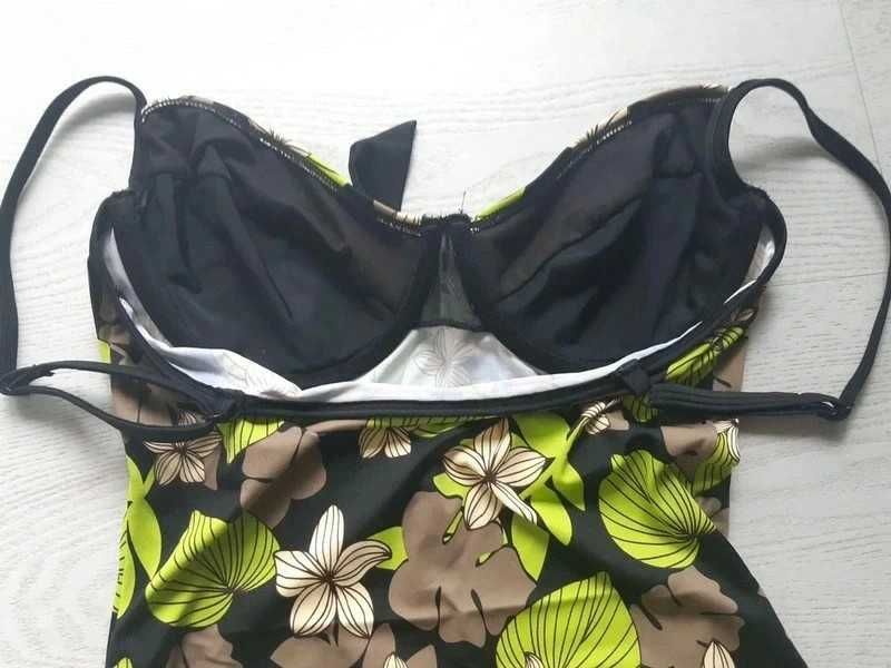 Strój kostium kąpielowy Cannelle bikini France 40,L miseczka C liście