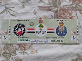 Bilhete Polónia FC Porto 2002 UEFA