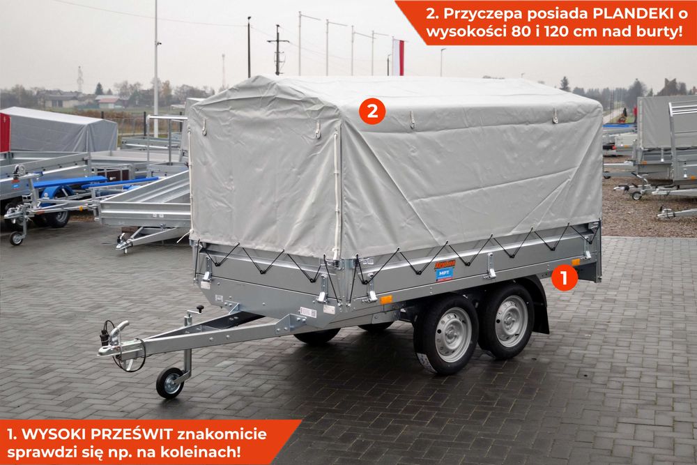 Nowa przyczepka z plandeką koła pod skrzynią NEPTUN NORDICA PRZYCZEPA