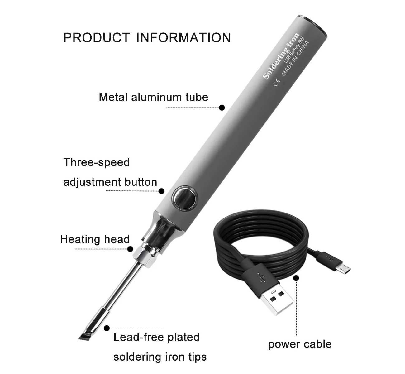 Акумуляторний паяльник Гарантія USB 8W Type C