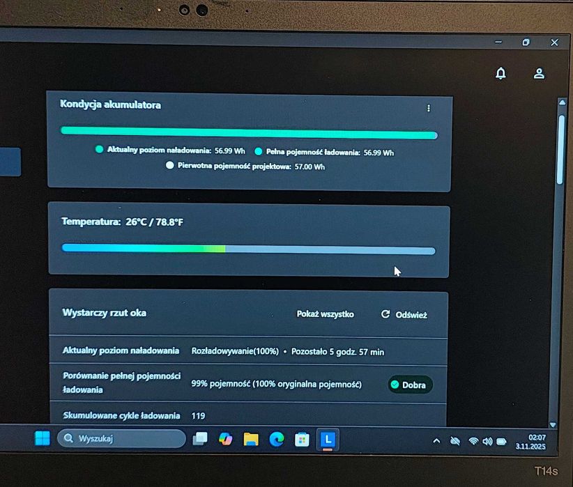 Lenovo T14s gen.2 Intel Core i7 Ram 32 GB SSD 256 GB Windows 11 Dotyk