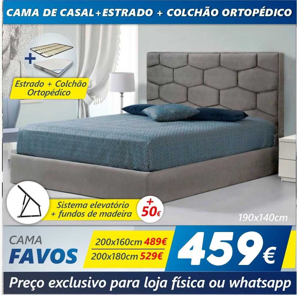 Cama de casal +  estrado +  colchão ortopédico