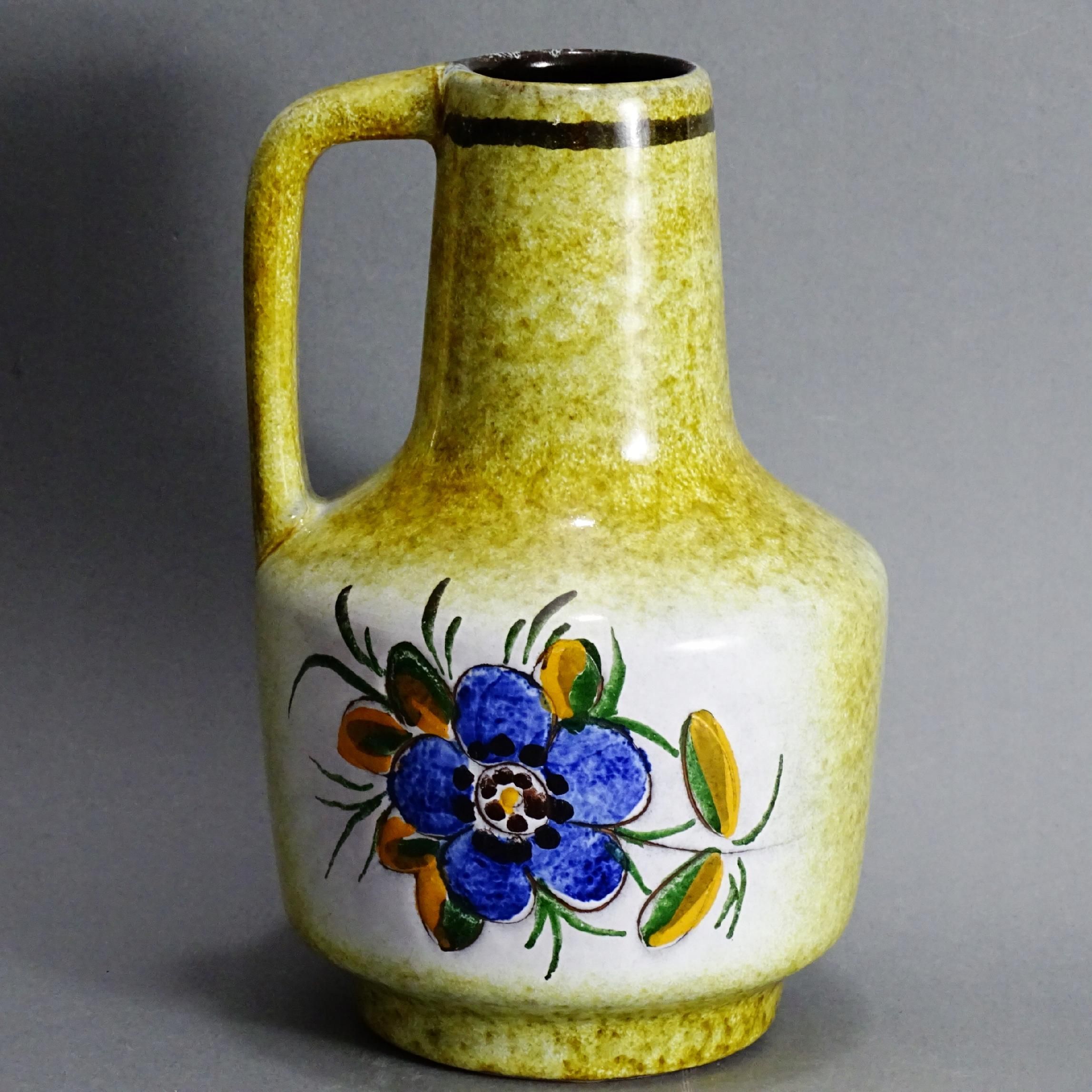 piękny recznie malowany dzbanek wazon ceramiczny lata 60/70