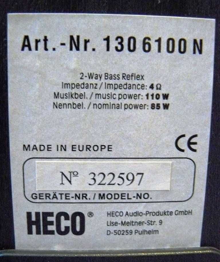 Używane kolumny HECO 2 drożne 85/110W 4 Ohm Bass Reflex