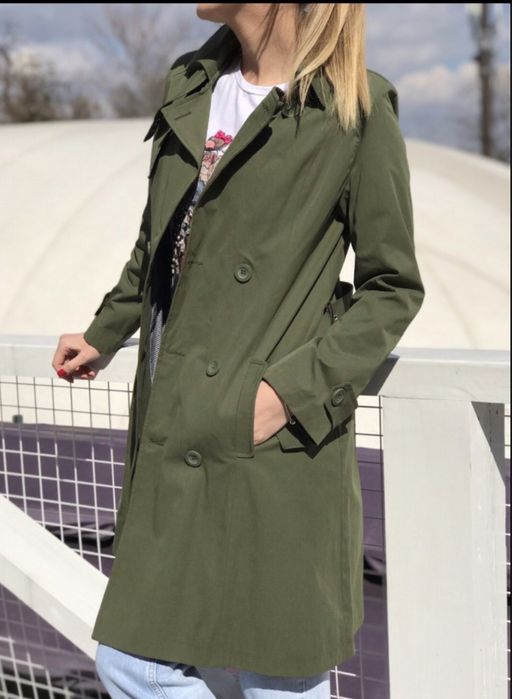 Пальто-тренч колір хакі