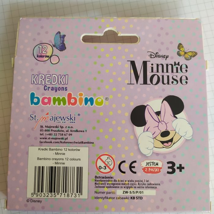 Kredki Minnie Mouse Disney bambino Crayons - grafionowe 12 kolorów