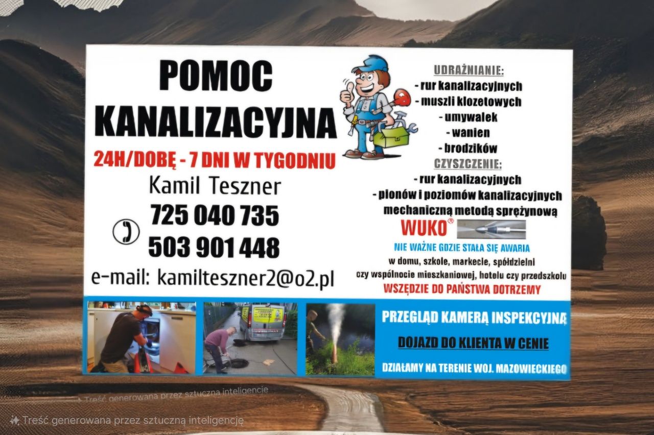 Udrażnianie czyszczenie Rur kanalizacij Kamera TV Hydraulik 24H WUKO