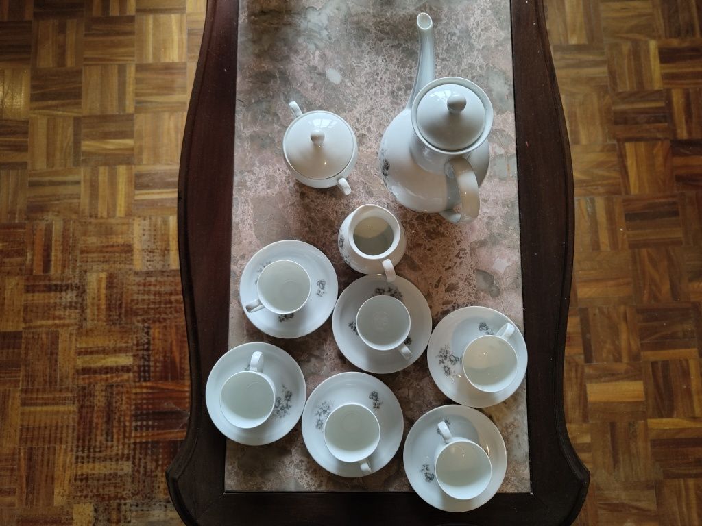 Conjunto chá / café branco floral