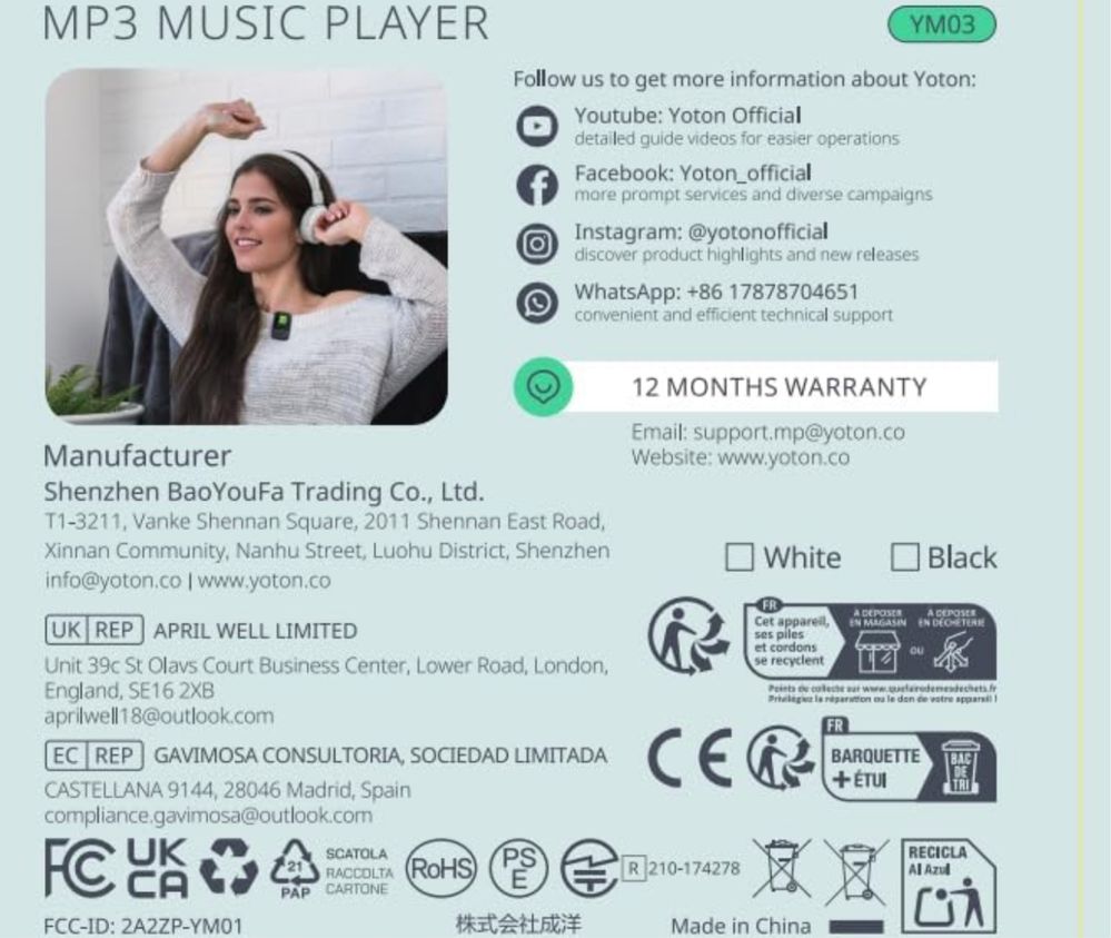 MP3-плеєр YOTON з Bluetooth 5.2, міні-HiFi-музичний плеєр