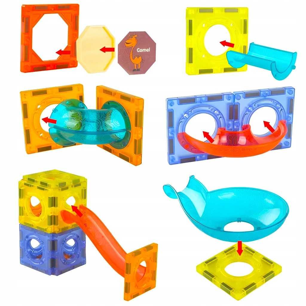 Klocki magnetyczne konstrukcyjne edukacyjne swiecacy tor 75 elementow