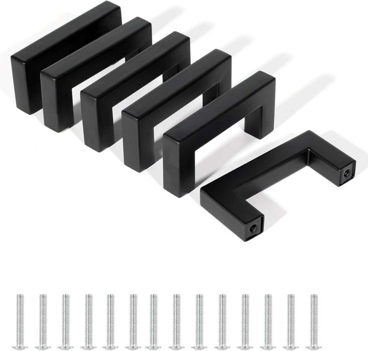 3027. Uchwyty do szafek, 10 szt., czarne, 88 mm, stal nierdzewna