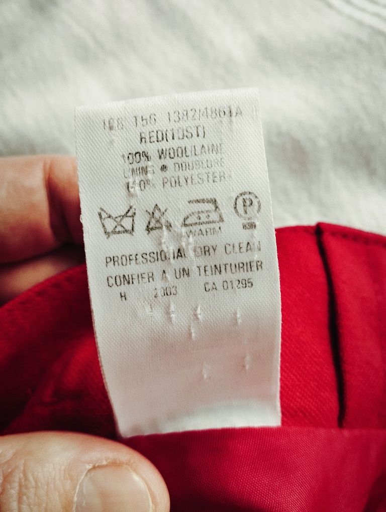 Spódnica koktajlowa, na święta, midi, jesienna, czerwona, wełniana, vi