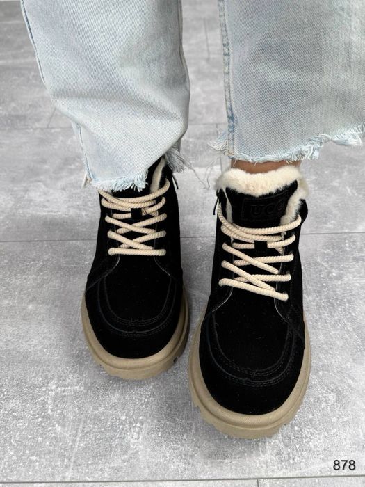 Черевики жіночі натуральна замша хутро чорні