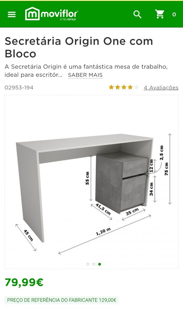 Secretária origin One com bloco