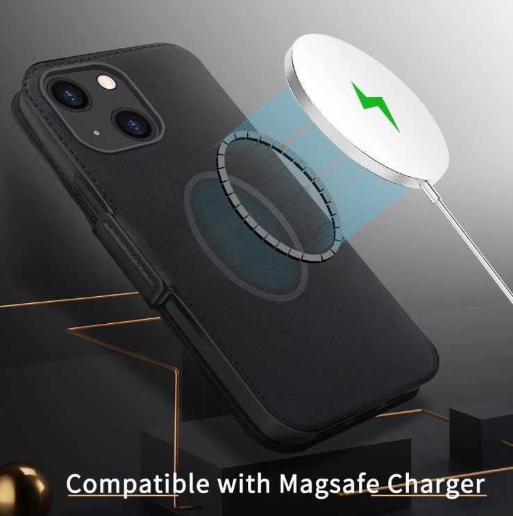 FYY etui z klapką do iPhone 13 Pro 6.1" okno połączenia magsafe czarne