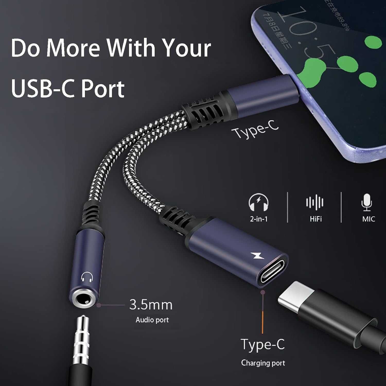 Adapter słuchawki i ładowanie USB C