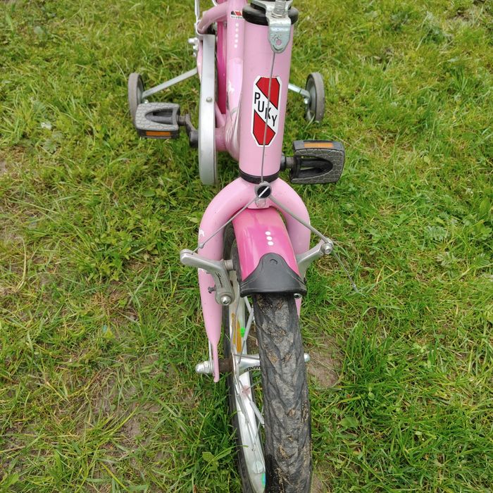 Rowerek puky 16 cali puky pony różowy boczne kółka bagażnik aluminiowy