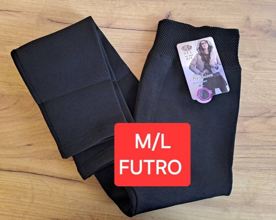 Nowe grubo ocieplane spodnie futro M/L 38 40 damskie leginsy ciepłe