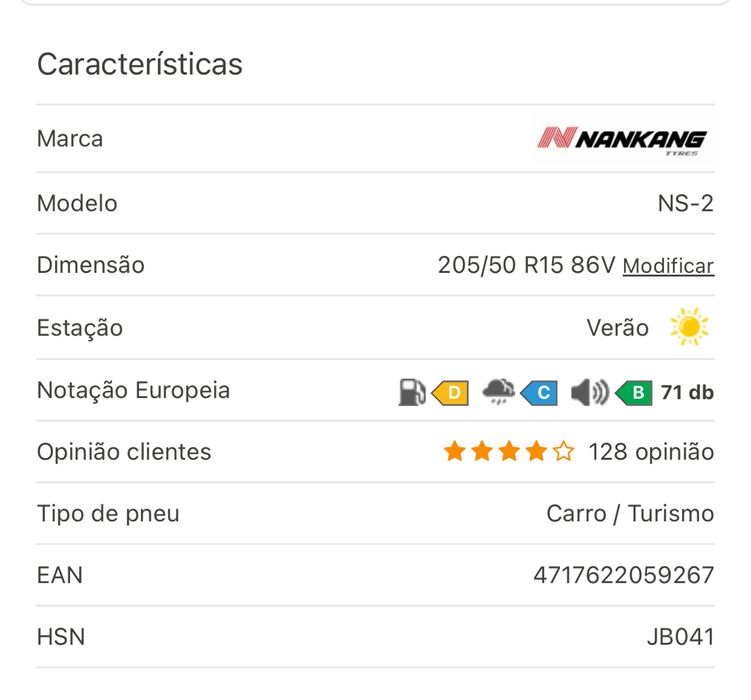 Pneus Nankang ns2 205/50 r15
