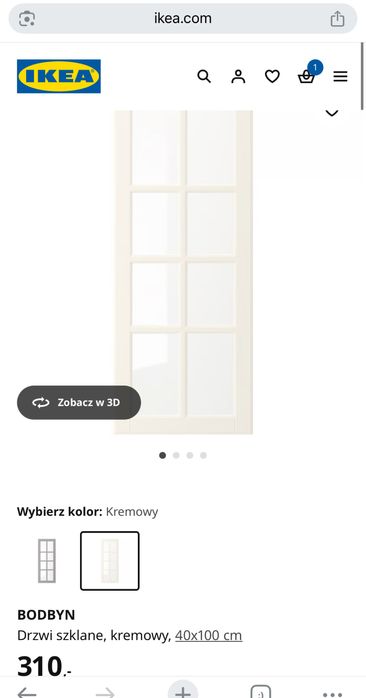 BODBYN IKEA Drzwi szklane, kremowy, dwie sztuki, 40x100 cm