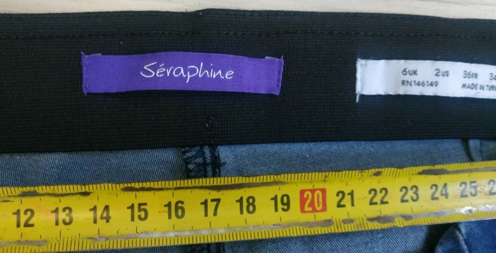 Spodnie ciążowe dżinsy niebieskie tregginsy dla mamy seraphine 34 xs z