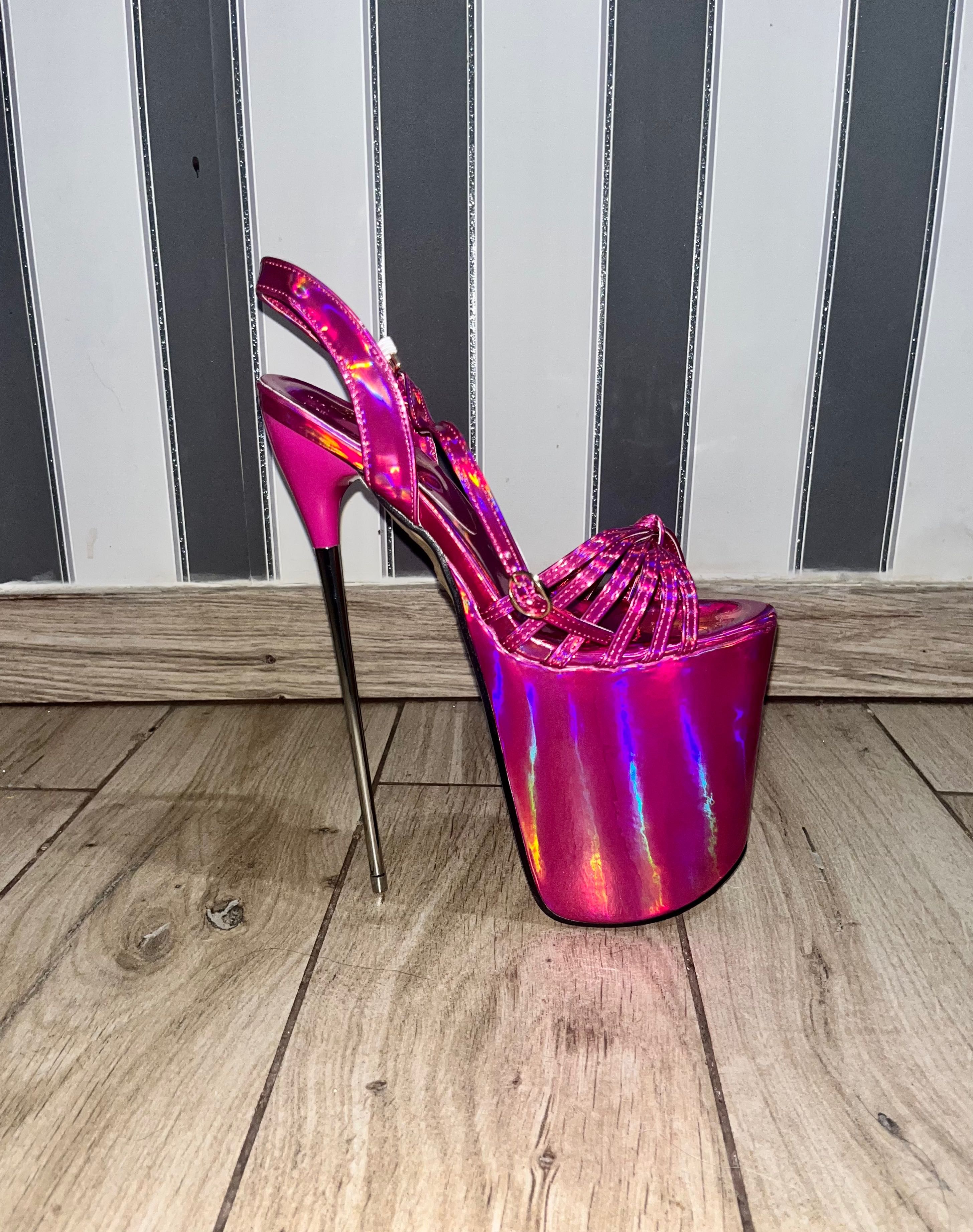 118a/ Mega heels 21 cm sandały różowy kolor szpilki 43 strip gogo