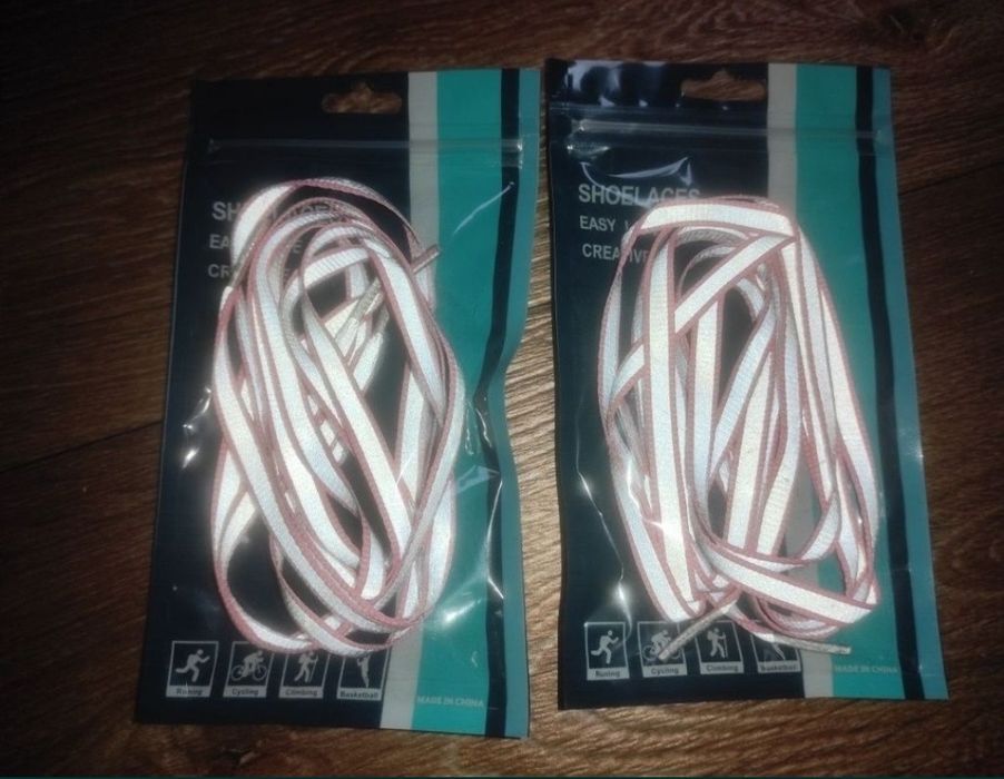 Шнурки розові флюросцентні світловідбивні 1м