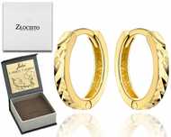 Złote Kolczyki Kółka Kółeczka Małe Diamentowane Prezent 585 Dla Kobiet