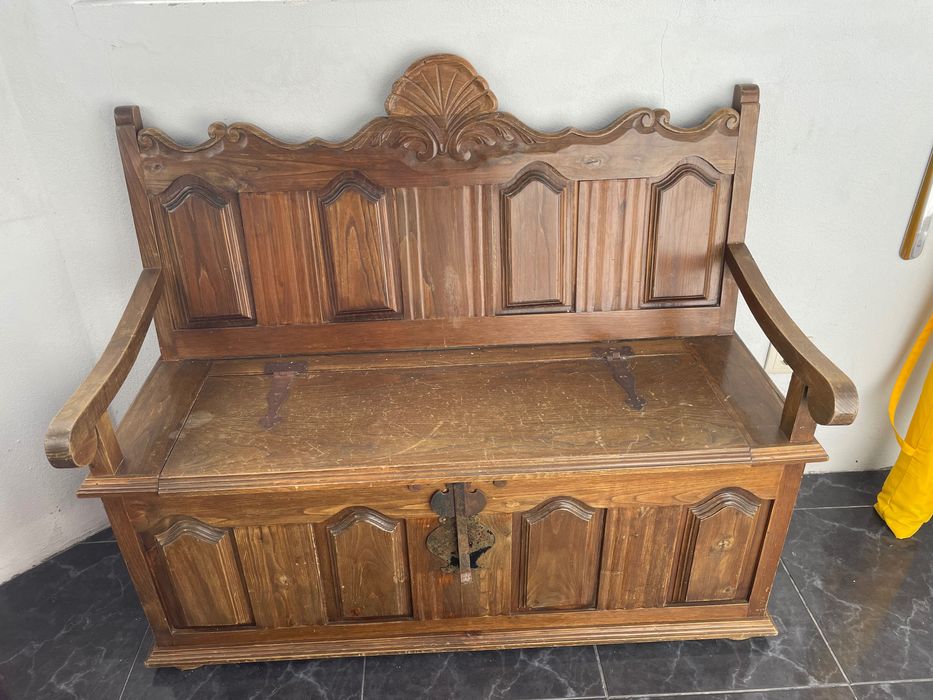 Banco baú em madeira maciça – rústico/vintage