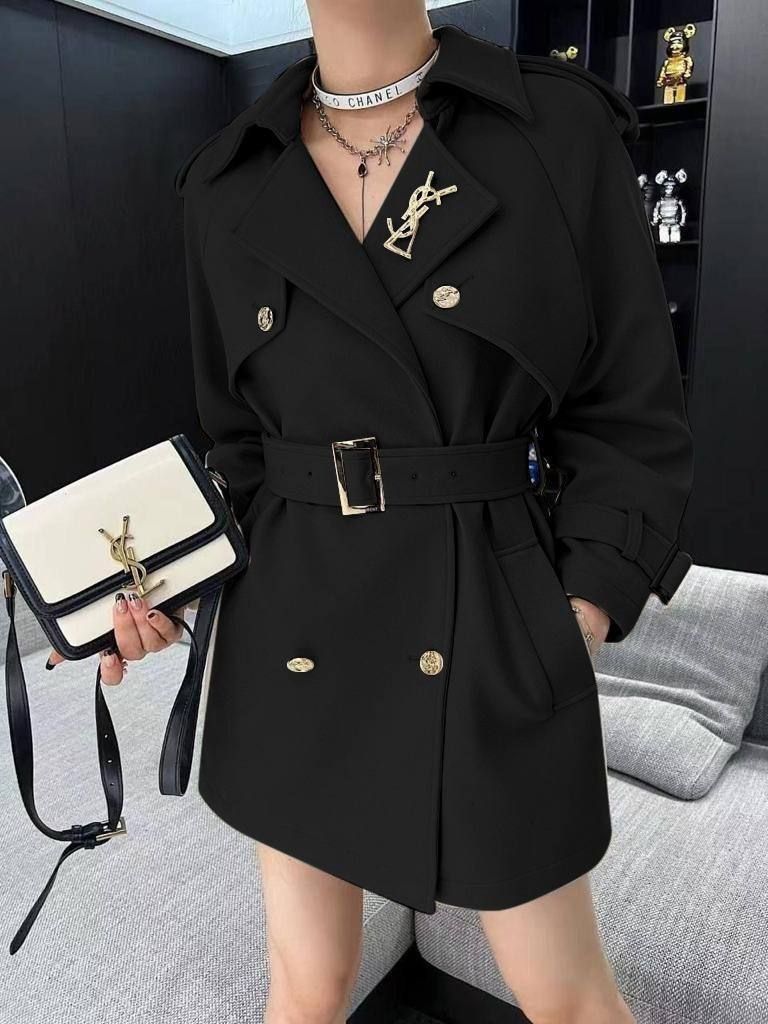 YVES SAINT LAURENT -60% Женская куртка пальто черная весенняя топовый