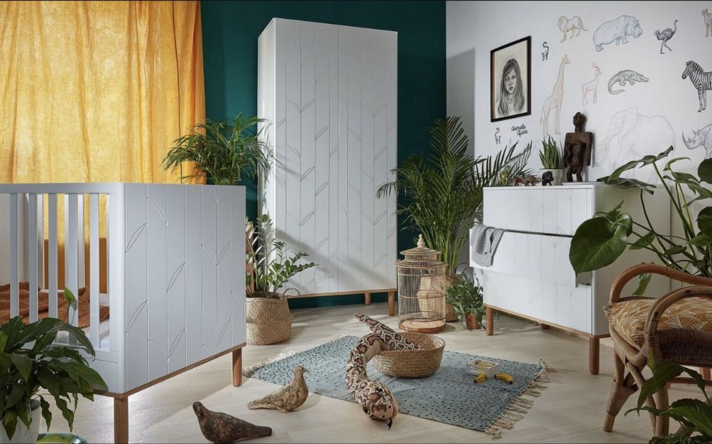 Łóżeczko dziecięce 140x70 Bellamy Toteme botanic z materacem Rucken