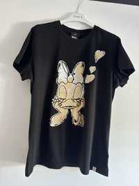 Pinko tshirt czarny Disney złota kaczka Daisy nowy z metka L