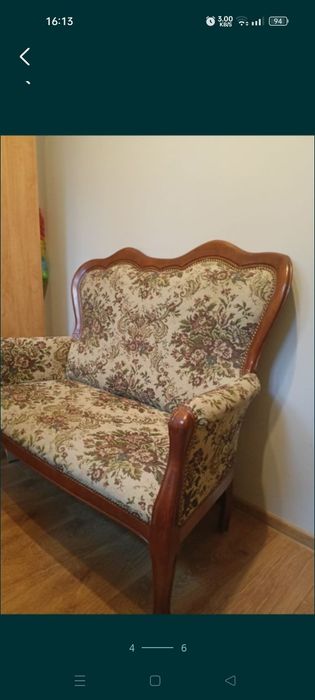 Komplet wypoczynkowy w stylu vintage Ludwik kanapa i dwa fotele