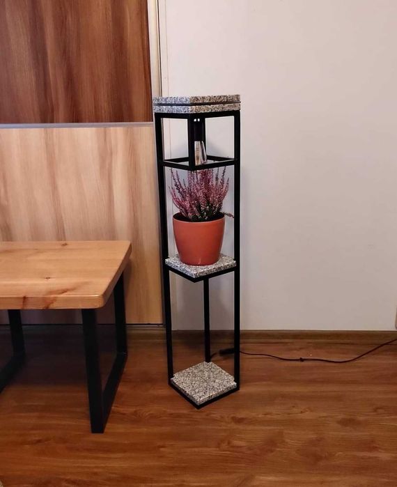 Lampa półka kwietnik loft stojaca podlogowa metal granit