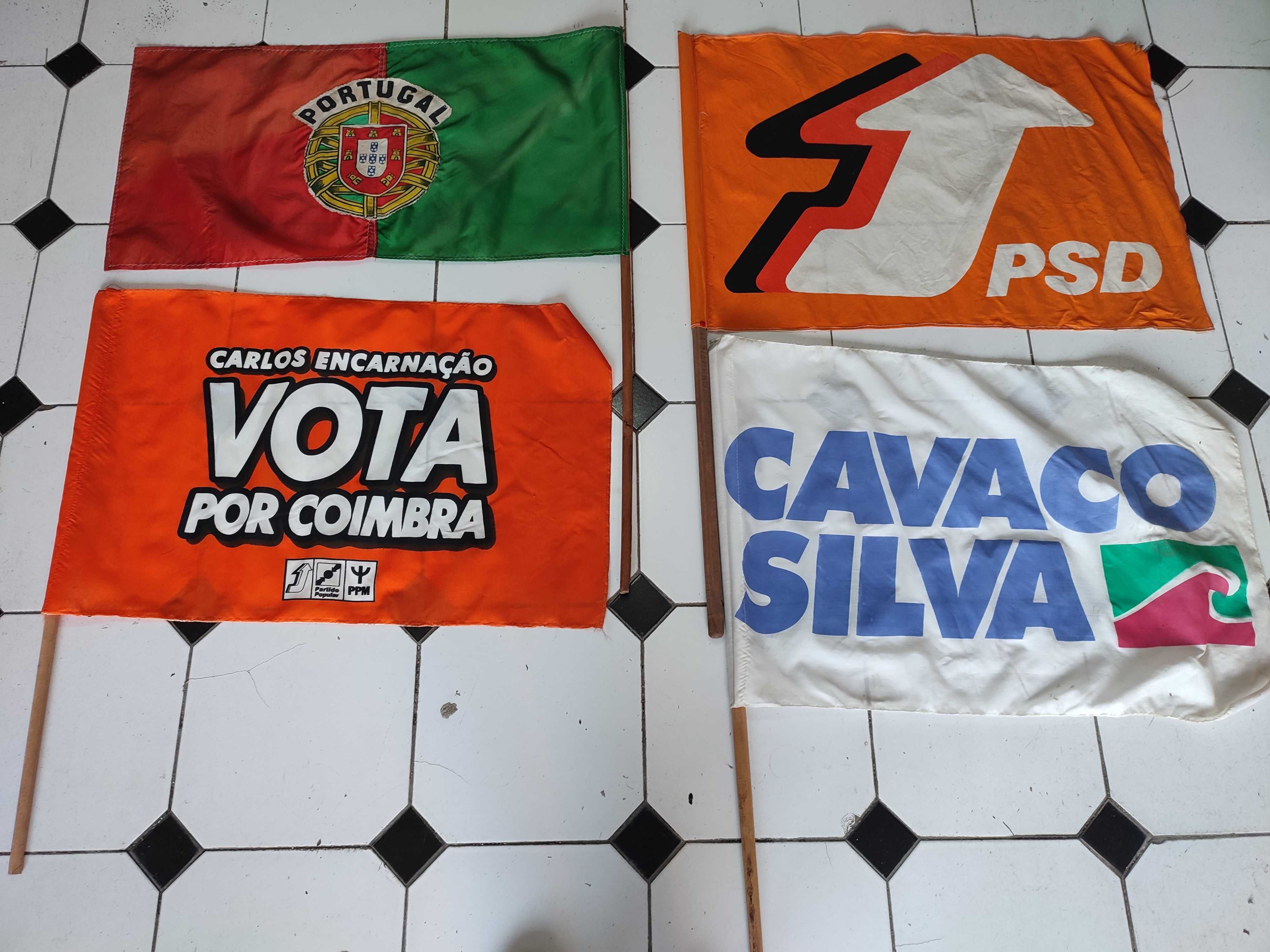 4 Bandeiras Politicas em pano antigas