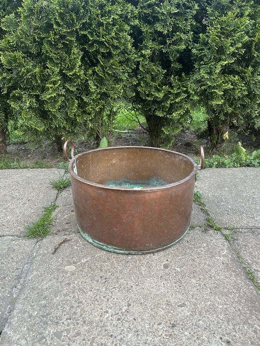 Miedziany pojemnik / kwietnik – z uchwytami – Styl rustykalny