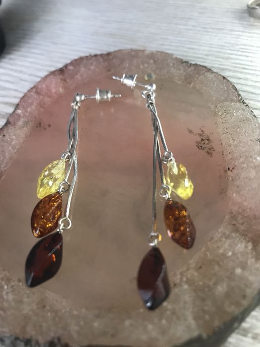 kolczyki srebrne z bursztynem baltyckim