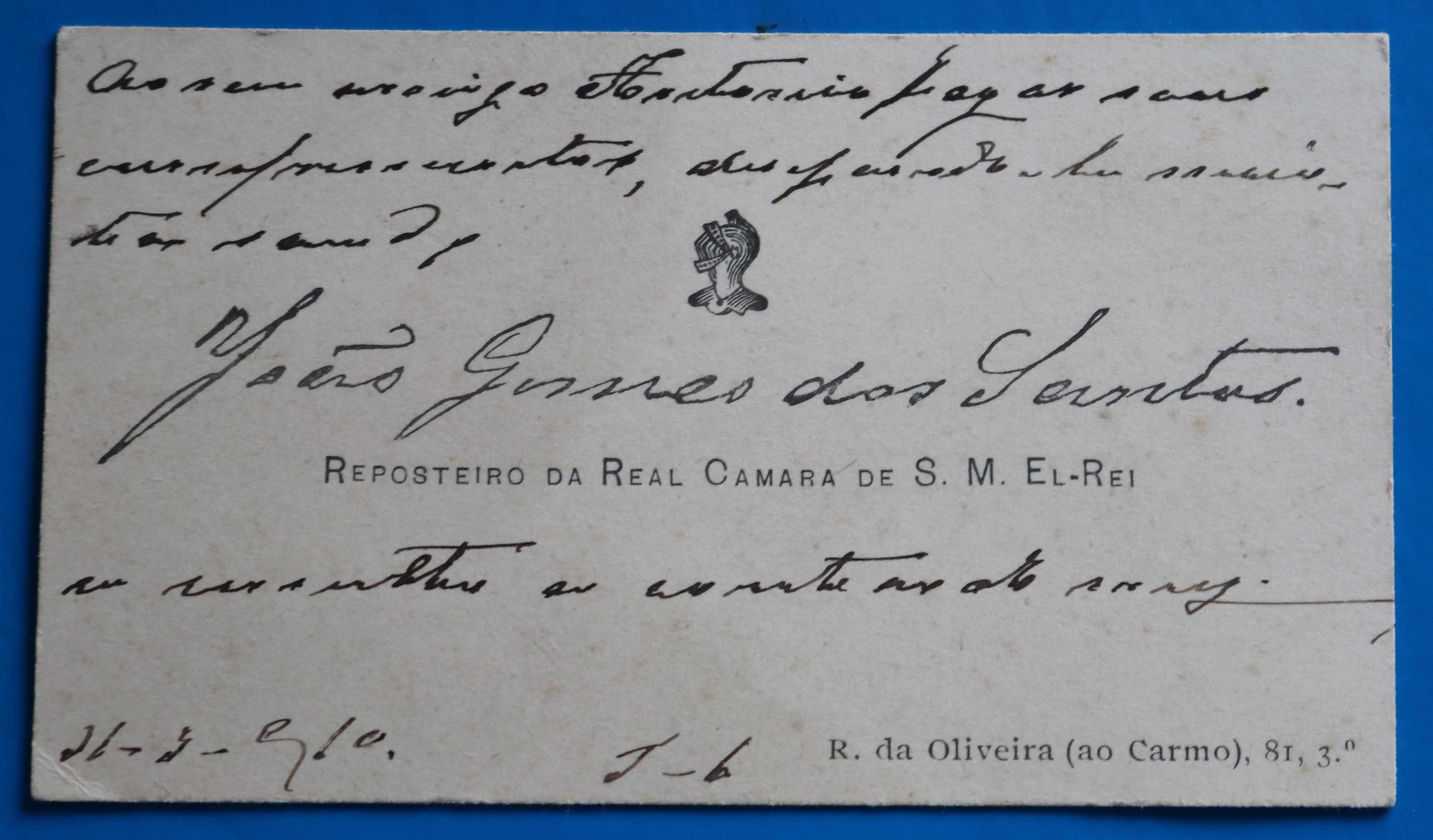 Reposteiro da Real Câmara de S.M. El-Rei, cartão pessoal 1910